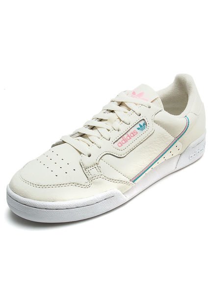 Tenis Blanco Hueso Azul Rosa adidas Originals Continental 80