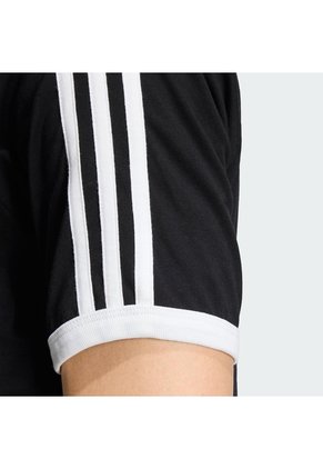 Camiseta Azul Adidas Ceñida Ringer 3 Rayas Negro