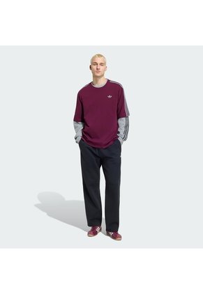 Camiseta Vinotinta Adidas Adicolor 3 Rayas Oversize Hombre