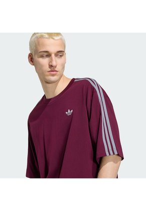 Camiseta Vinotinta Adidas Adicolor 3 Rayas Oversize Hombre