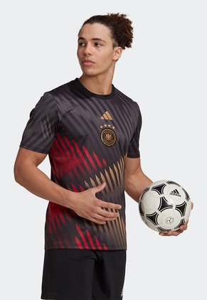 Camiseta Negro-Rojo-Dorado adidas Performance Germany Pre-Match