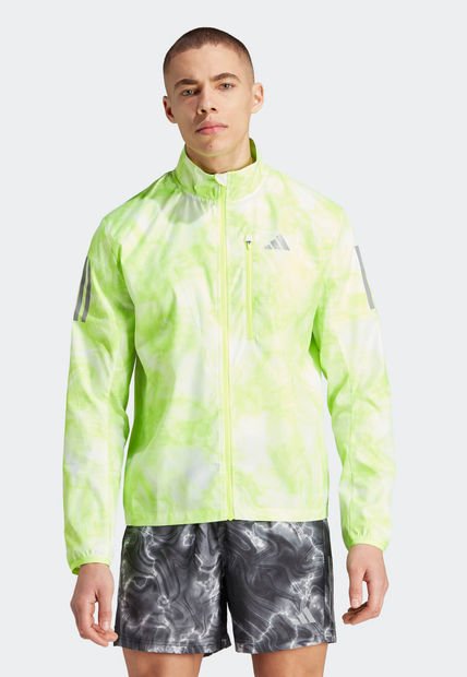 Chaqueta Rompevientos Verde Neón-Plateado-Blanco adidas Performance Own The Run