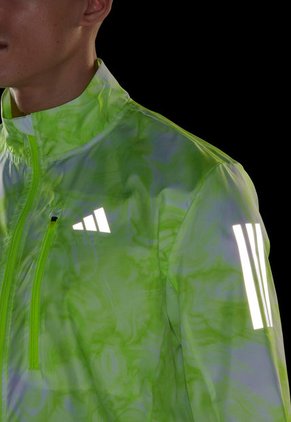 Chaqueta Rompevientos Verde Neón-Plateado-Blanco adidas Performance Own The Run