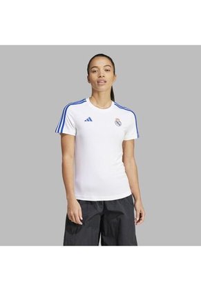 Camiseta Adidas Mujer Polo 3 Tiras Real Madrid - Blanco-Azul