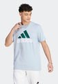 Camiseta Azul Grisáceo-Verde-Blanco adidas Performance Essentials Logo Grande de adidas Performance
