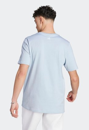 Camiseta Azul Grisáceo-Verde-Blanco adidas Performance Essentials Logo Grande