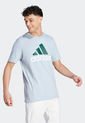 Camiseta Azul Grisáceo-Verde-Blanco adidas Performance Essentials Logo Grande de adidas Performance