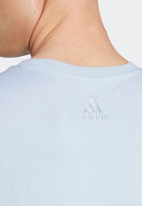 Camiseta Azul Grisáceo-Verde-Blanco adidas Performance Essentials Logo Grande