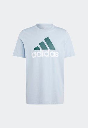 Camiseta Azul Grisáceo-Verde-Blanco adidas Performance Essentials Logo Grande