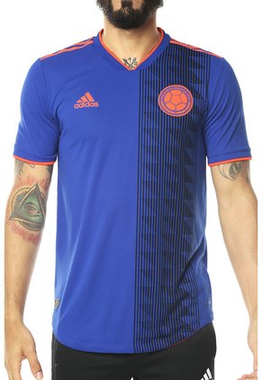 Camiseta Selección Colombia Azul Royal-Naranja Neón adidas Performance FCF A AU JSY