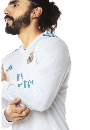 Camiseta Real Madrid Blanco-Azul  adidas Performance Real H Jsy ls