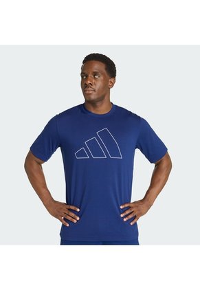 Camiseta Entrenamiento Azul Adidas Workout Essentials Logo Feelready Hombre