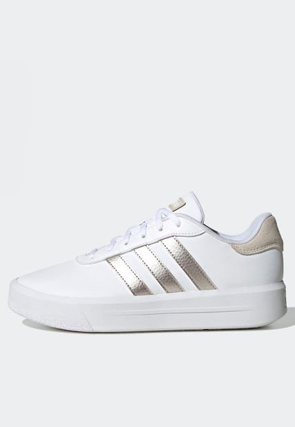 Tenis Lifestyle Blanco-Plateado-Beige adidas Performance Court Plataforma