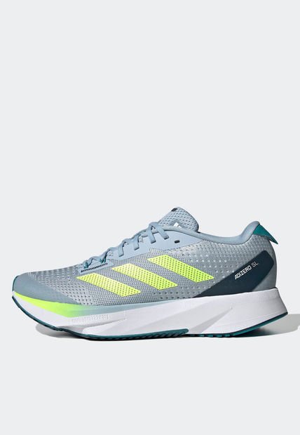 Tenis Running Gris-Blanco-Amarillo Neón adidas Performance Adizero SL