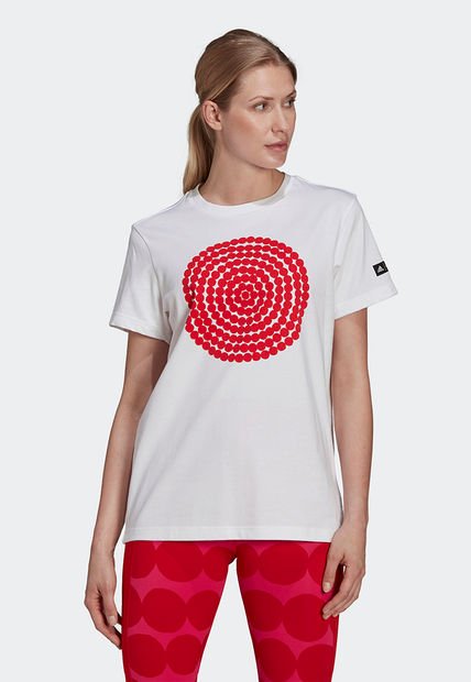 Camiseta Blanco-Rojo adidas Performance Sportswear Marimekkp Estampado