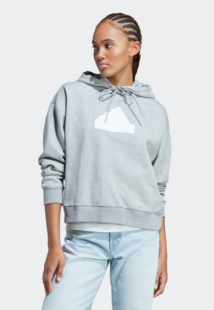 Hoodie Gris-Blanco adidas Performance Future Icons Badge of Sport