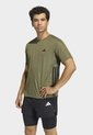 Camiseta Training adidas Performance Workout Essentials Base 3 Rayas Verde Oliva de adidas Performance