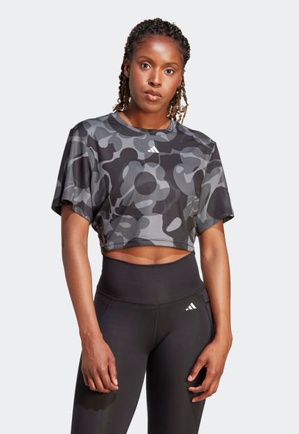 Camiseta Corta Negro-Gris adidas Performance Train Essentials