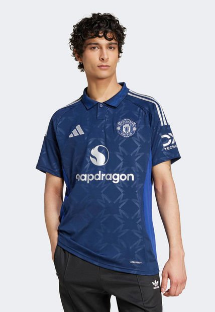 Camiseta Azul-Blanco adidas Performance Visitante Manchester United 24/25