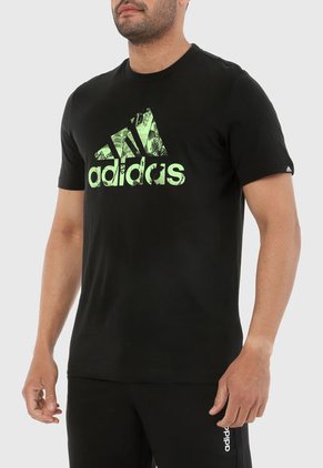 Camiseta Negro-Verde adidas Performance Photo Logo