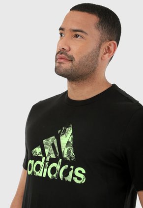 Camiseta Negro-Verde adidas Performance Photo Logo