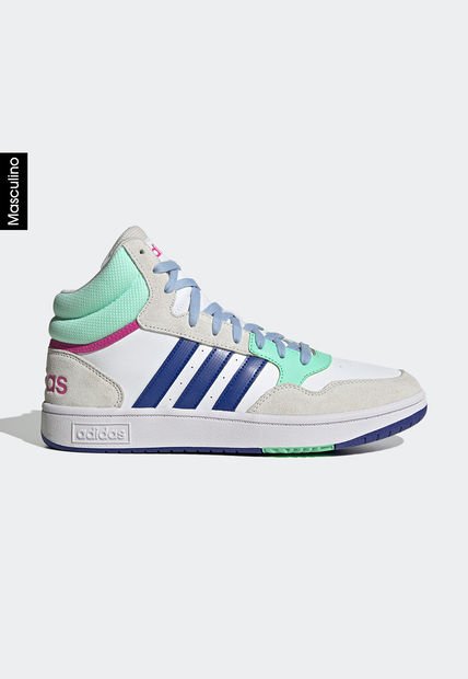 Tenis Basketball Blanco-Azul-Verde Menta adidas Performance Hoops 3.0 Mid