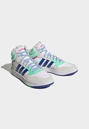 Tenis Basketball Blanco-Azul-Verde Menta adidas Performance Hoops 3.0 Mid