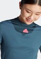 Camiseta Manga Larga Azul Petróleo-Rosa adidas Performance Future Icon 3 Rayas de adidas Performance