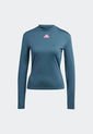 Camiseta Manga Larga Azul Petróleo-Rosa adidas Performance Future Icon 3 Rayas de adidas Performance