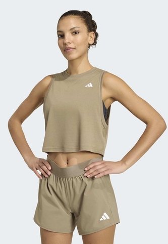 Camiseta Training Sin Mangas adidas Performance Essentials Boxy Caqui adidas Performance