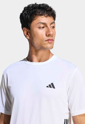 Camiseta adidas Performance Essentials Base 3 Rayas Blanco