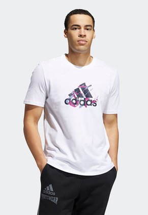 Camiseta Blanco-Negro-Fucsia adidas Performance 3-Stripes Graphic Tee