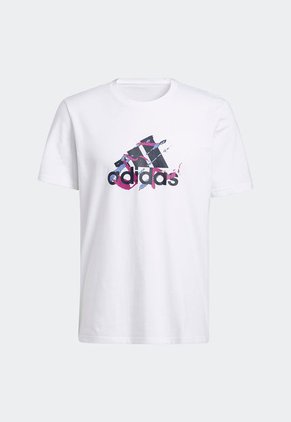 Camiseta Blanco-Negro-Fucsia adidas Performance 3-Stripes Graphic Tee