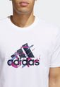 Camiseta Blanco-Negro-Fucsia adidas Performance 3-Stripes Graphic Tee de adidas Performance
