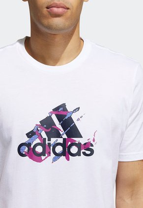 Camiseta Blanco-Negro-Fucsia adidas Performance 3-Stripes Graphic Tee