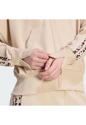 Chaqueta Beige Adidas Seasonal Essentials Animal Print Mujer