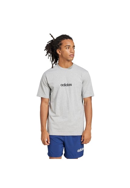 Camiseta Gris Adidas Essentials Linear Single Jersey Hombre