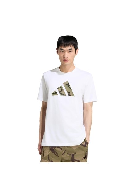 Camiseta Entrenamiento Blanca Adidas Graphic Camo Logo 3 Barras Hombre