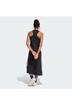 Vestido Negro Adidas Largo Racerback Essentials 3 Rayas Mujer