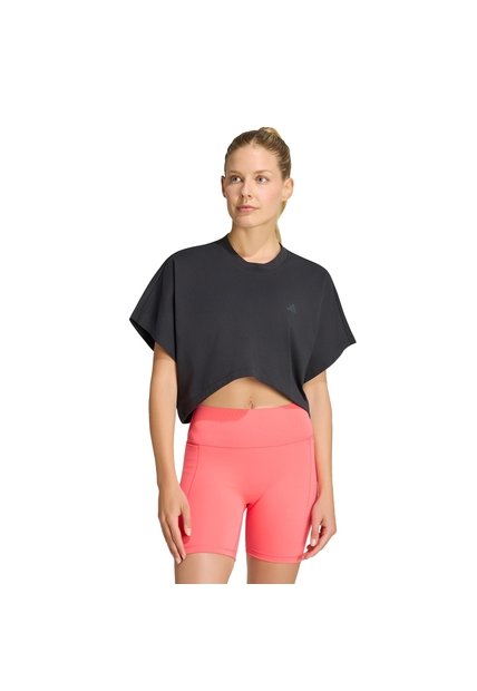 Camiseta Entrenamiento Negra Adidas Estampada Primelift Mujer
