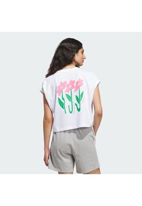 Camiseta Blanca Adidas Graphic Three Flowers Mujer