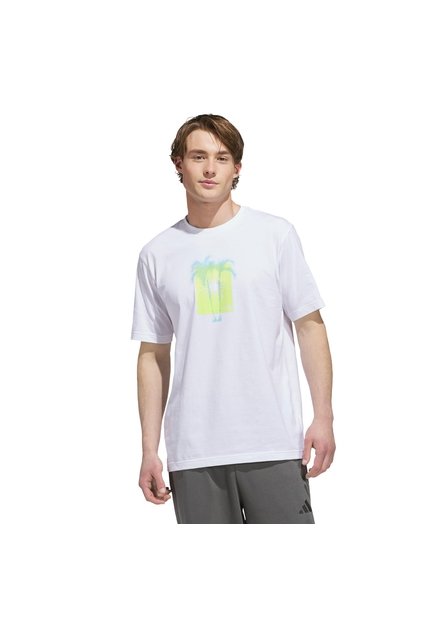 Camiseta Entrenamiento Blanca Adidas Graphic Sunny Palms Hombre