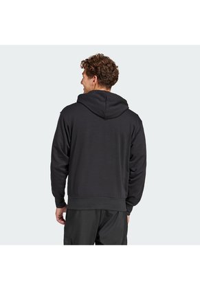 Buzo Negro Adidas Hoodie Essentials 3 Rayas Hombre