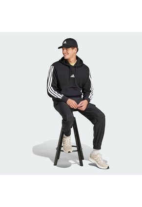 Buzo Negro Adidas Hoodie Essentials 3 Rayas Hombre