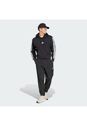 Buzo Negro Adidas Hoodie Essentials 3 Rayas Hombre