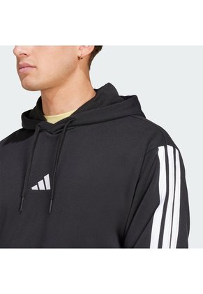 Buzo Negro Adidas Hoodie Essentials 3 Rayas Hombre
