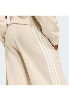 Pantalón Beige Adidas Kit 3 Rayas Ancho Mujer