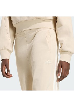 Pantalón Beige Adidas Kit 3 Rayas Ancho Mujer