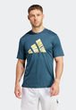 Camiseta Azul Petróleo-Blanco-Amarillo adidas Performance HIIT Slogan de adidas Performance