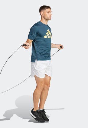 Camiseta Azul Petróleo-Blanco-Amarillo adidas Performance HIIT Slogan